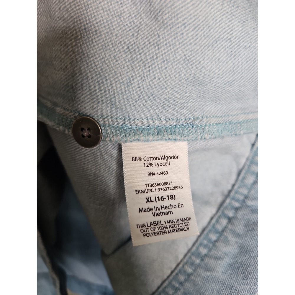 Time And Tru Denim Dress XL Blue Pockets Minimalist Cotton Basic Coastal Capsule - Picture 6 of 16